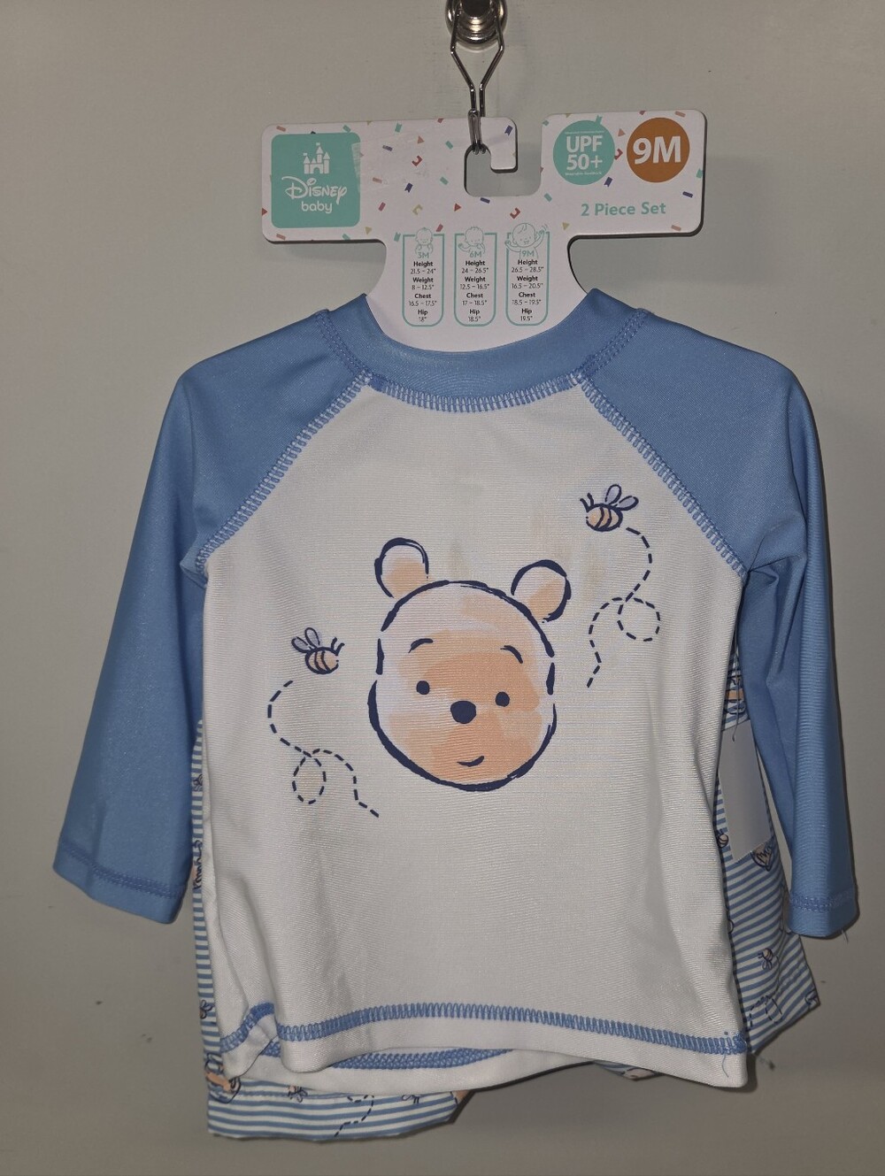Disney Baby Winnie the Pooh Blue & White Sun Guard Set (9M)